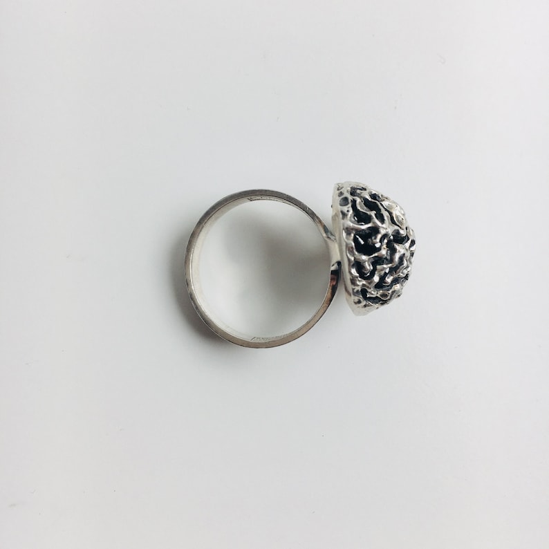 Made in Finland made by Finnish Jewelry designer Erik Granit in 1969 Modernist Finnish Sterling silver ring