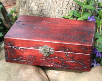 Vintage Jewelry Wooden Box Men Organizer Rustic Handmade Personalize Chest Lichtenberg Figure Wood Customized Storage Box Wedding Memory Box