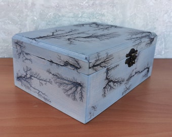 Big Tea Box, Personalized Tea Box, 12 Compartments Tea Caddy , Lichtenberg Engraved Box, Kitchen Storage Accessories, Compartment Box, Gifts