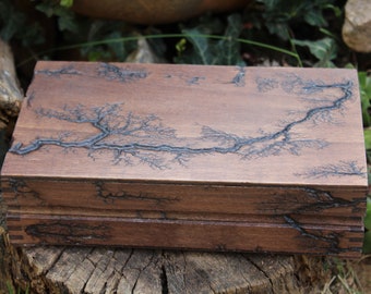 Personalized Wooden Jewelry Box: Lichtenberg Fractal Art, Groomsman Gift