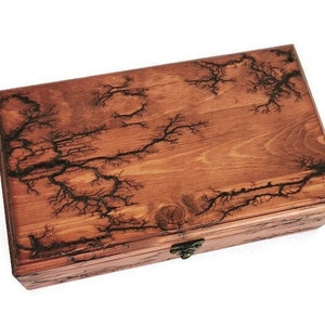 Rustic Watch Box Handmade Storage Keepsake Case Lichtenberg Wood Watch Organizer Mens Jewelry Display Custom Engraved Box For 6 Watches