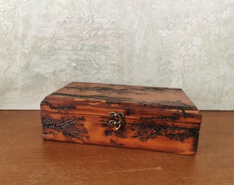 Lichtenberg Wood Watch Box: Rustic Handmade Jewelry Display for 6 Watches