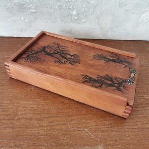 Handmade Wooden Photo Box, Personalized Photo Box with Lichtenberg Burning, Photo Box with Space for USB Flash Drive