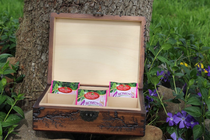 Personalized Tea Box Wooden Tea Caddy Laser Engraved Tea Bag Etsy Canada