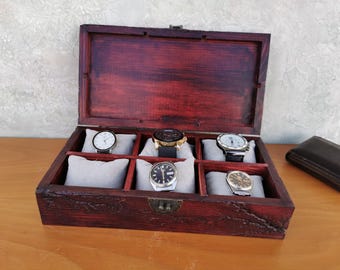 Watch Box, Lichtenberg Burning, Glass Lid Watch Box, Personalized Watch Box, Watch Storage Box, Watch Organizer, Men's Gifts, Gifts