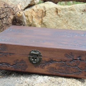 Big Wooden Tea Box Lichtenberg Figure Tea Bag Storage 12 Compartments Wood Tea Chest Personalized Laser Engraved Tea Organizer Tea Caddy