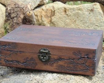 Big Wooden Tea Box Lichtenberg Figure Tea Bag Storage 12 Compartments Wood Tea Chest Personalized Laser Engraved Tea Organizer Tea Caddy