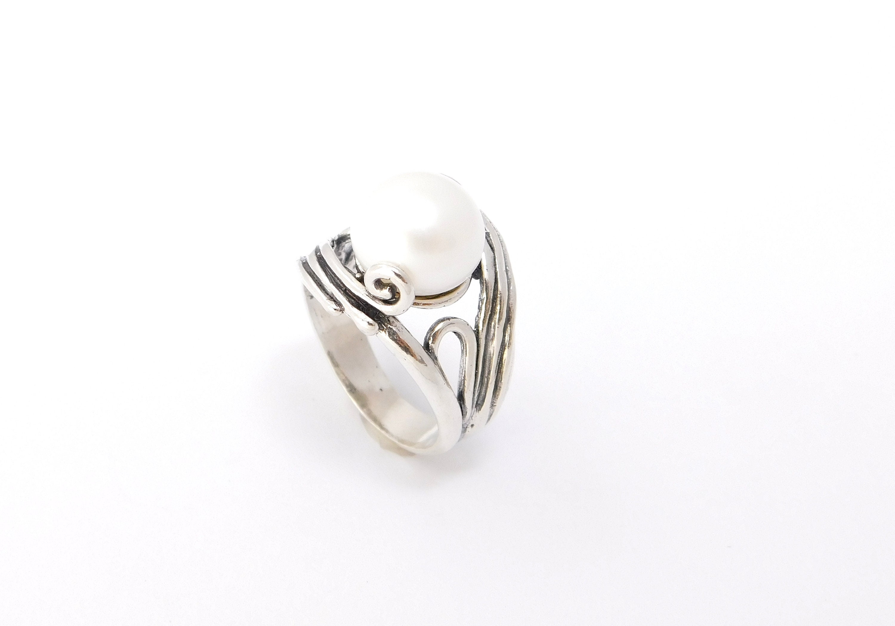 Pearl Ring Sterling Silver/ Organic Jewelry/ Gift for Her/ - Etsy