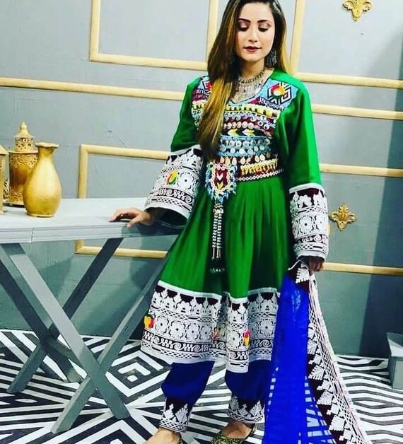 Afghan dress handmade traditional afghani dress afghan clothes salwar