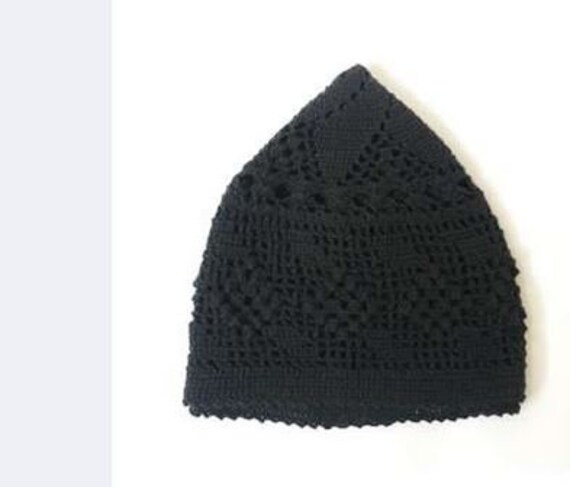 2pcs White and Black Muslim Hat KUFI 