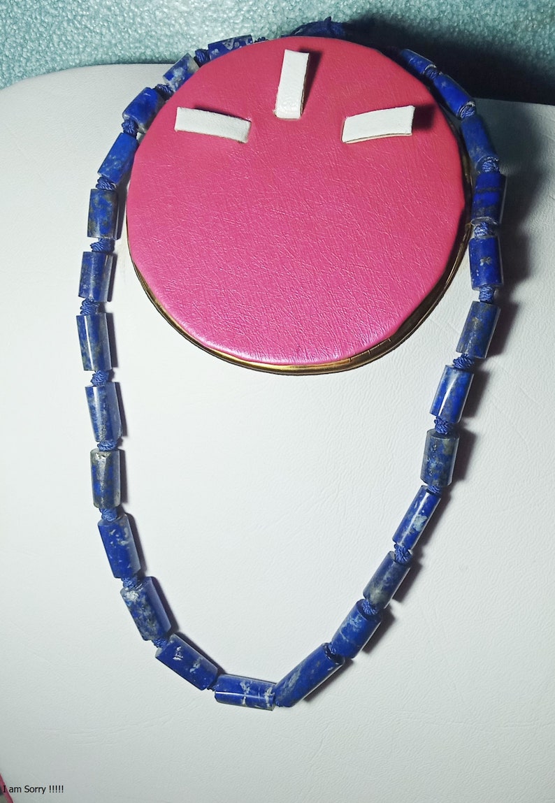 18 inch natural lapis lazuli polished necklace pendant from afghanistan s2