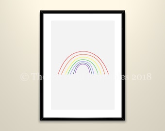 RAINBOW picture, line art print, nursery décor, Printable Art, modern wall art