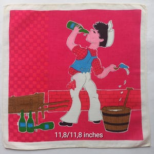 Vintage | Handkerchief | Boy | Construction | Cotton | Machine Hem | Used, | 1.8/11.8 inches