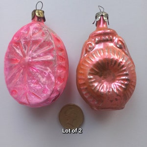 Vintage | Christmas Ornament | Lot of 2 | Glass | Jug | Lamp | Used | Hanging | Hand Painted | Christmas Ornaments