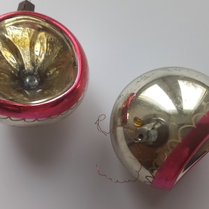 Vintage USSR Christmas Ornament Balls: Hand-Painted Decor (Set of 2)