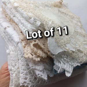 Lot of 11 Vintage Handmade Crochet Cotton Lace Doilies