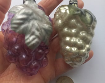 Vintage | Christmas Decoration | Lot of 2 | Grapes | Hanging | Glass | Used