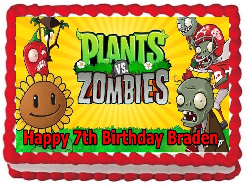 Plants Vs Zombies Edible Image Frosting Sheet Cake Topper Etsy