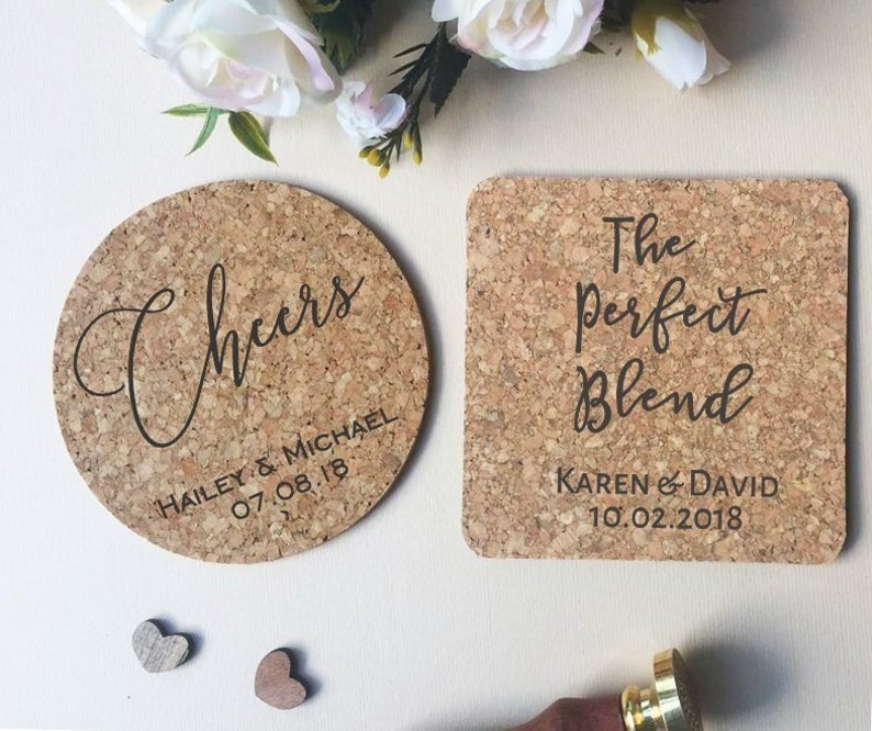 Cheers Cork Coasters Personalized Wedding Favors Custom Etsy