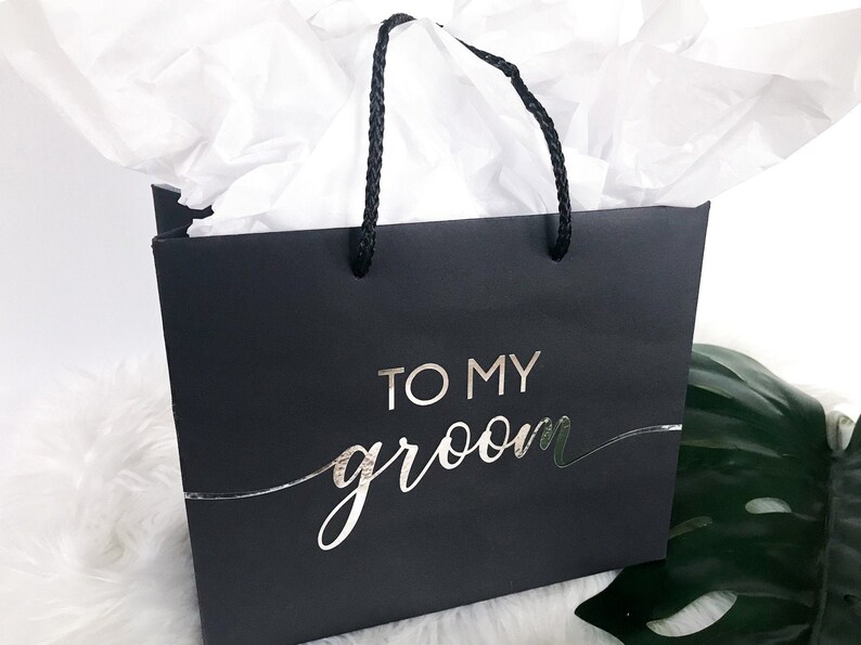 To My Groom on our wedding day gift bag, Wedding Gift Bags, Personalized Groom Gift Bag, Bride & Groom Gift Bags, Bridal Party Gift Bags 