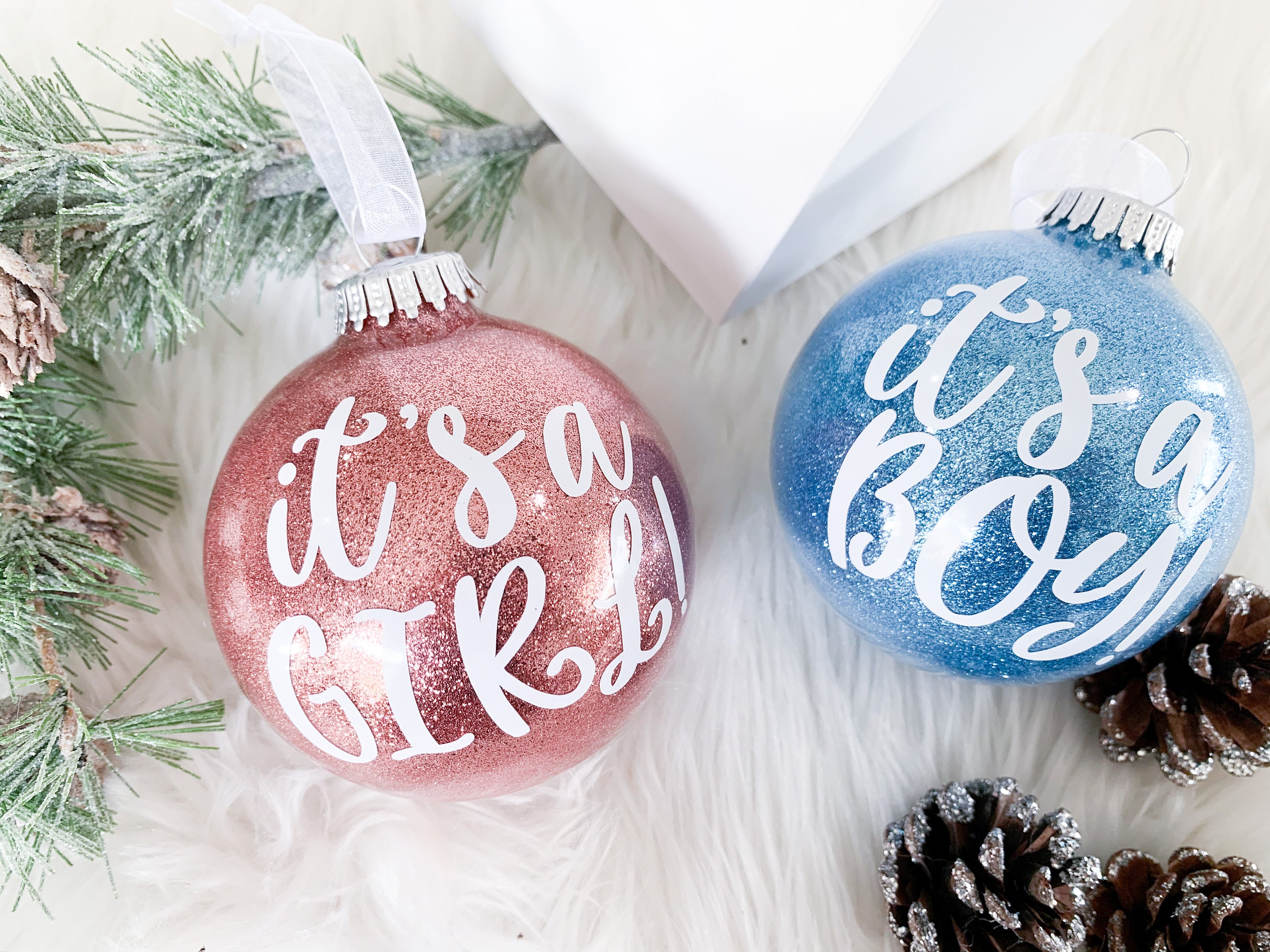 Gender Reveal Christmas Ornaments 