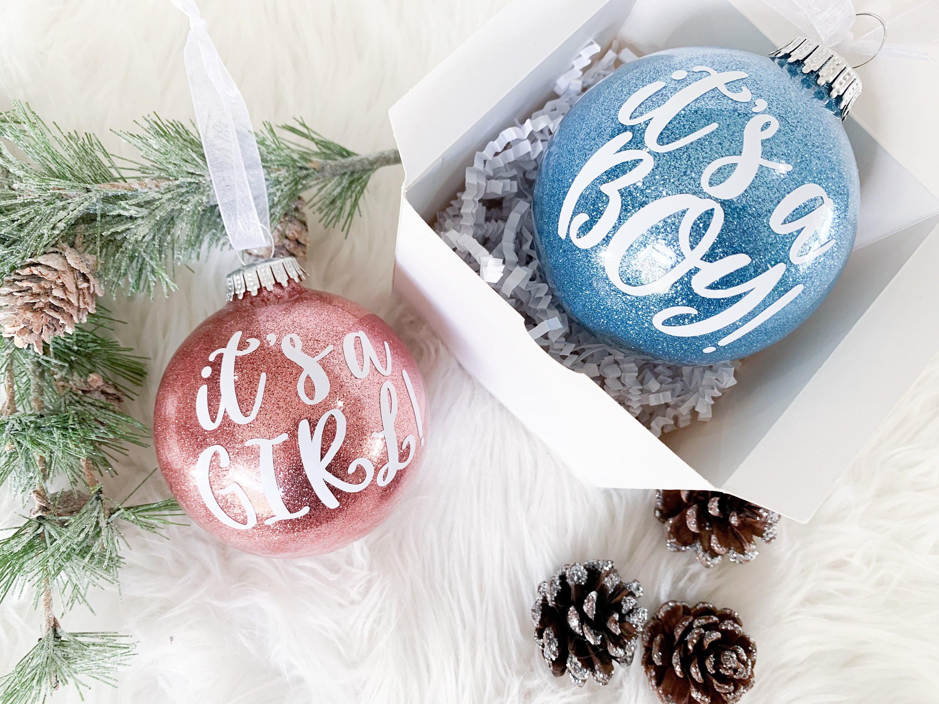 Gender Reveal Christmas Ornaments 