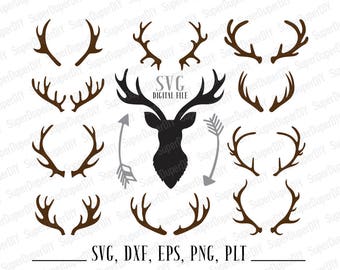 Deer Antler SVG Deer Horn DXF Antler Clipart SVG Files for Silhouette Cameo or Cricut transfer on fabric Hunter T-Shirt commercial use