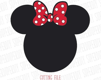 Minnie Mouse SVG Instant Download Minnie Mouse Head Vector Clipart Minnie Mouse Cut File, Minnie Mouse for Silhouette and Cricut