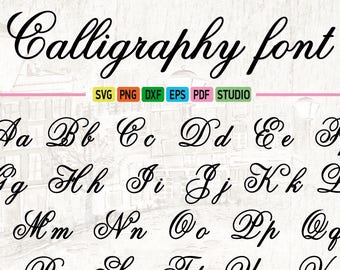 Wedding calligraphy Svg Font Dxf Eps Digital Monogram Calligraphy Script Calligraphy alphabet Cursive Font Silhouette Cricut Cut Files