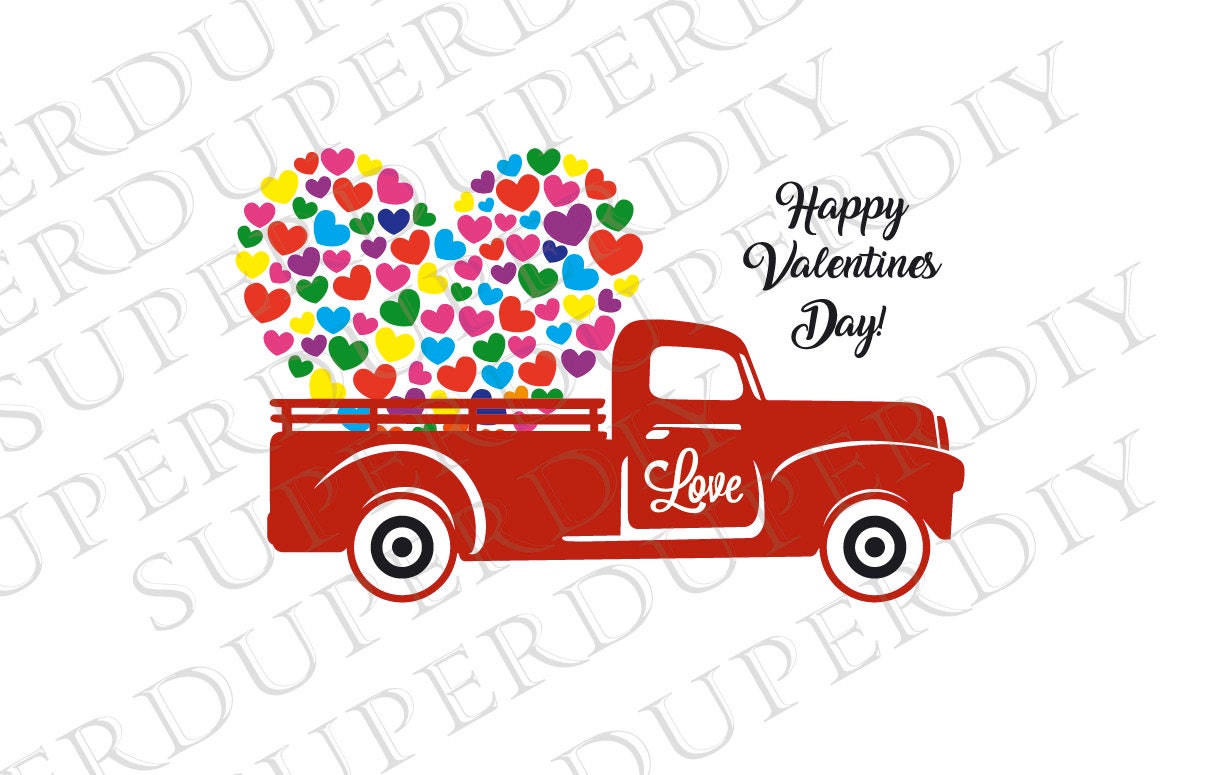 Download Valentine's Truck SVG truck with hearts svg file | Etsy