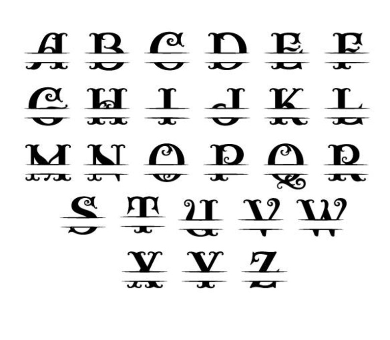 Download Split Monogram Font Svg Regal Split Monogram Font Alphabet Dxf Split Monogram Letter Clipart Svg Files For Silhouette Cameo Or Cricut Visual Arts Craft Supplies Tools Tripod Ee