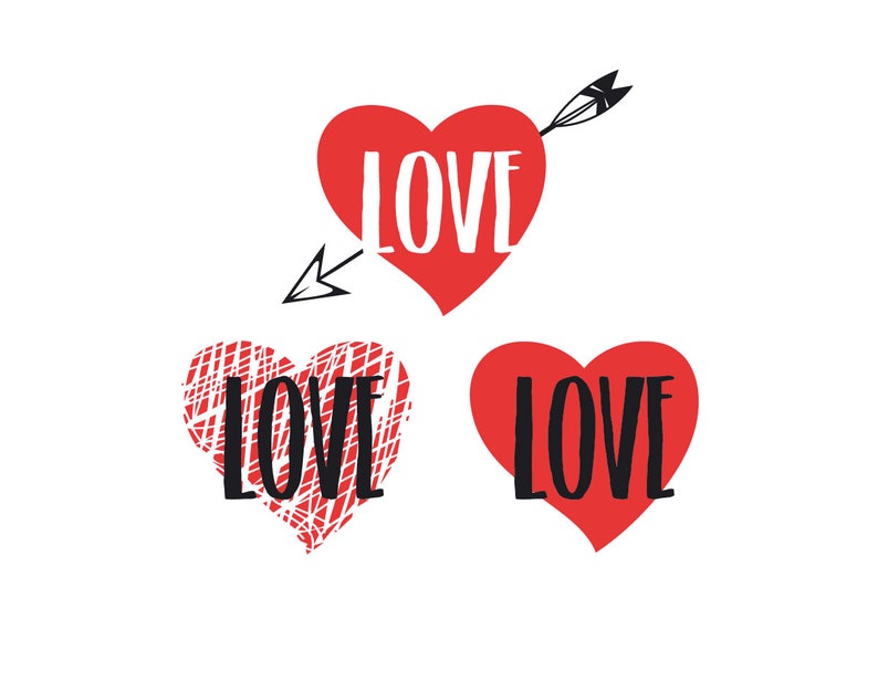 Heart Svg Love Svg File Set Of 3 For Cricut Valentine S Etsy