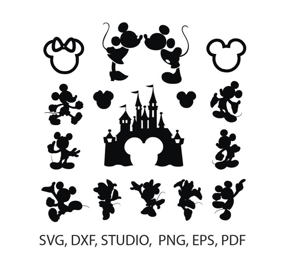 Download Mickey Mouse svg silhouette pack Mickey and Minnie Mouse ...