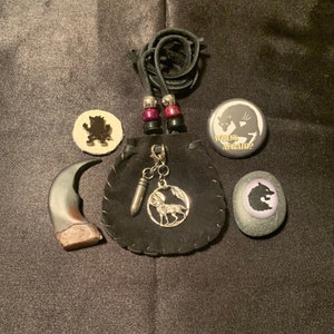 Small Werewolf Spirit pouch, Black Werewolf medicine bag, Werewolf totem stone, Skinwalker pouch, Wolfman bag, Shapeshifter, Lycanthrope