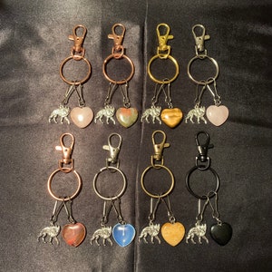Wolf keyring, Wolf Heart crystal key ring, choose your crystal, crystal heart keyring, wolf keychain, crystal heart key chain