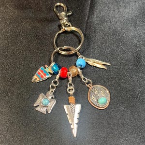 Thunderbird keyring, Southwestern key ring, Tribal keychain, Native inspired, Thunderbird key chain, Southwest Desert charm, Arrowhead charm