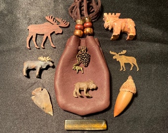 Moose Spirit pouch, Moose medicine bag, moose totem stone, moose figurine, moose spirit animal, moose energy, animal spirit stone, moose bag