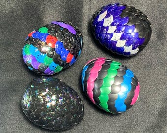 Thumbtack Dragon Egg, black Dragon Egg, multicolored Dragon Egg, adopt a Dragon Egg, Fantasy Cosplay accessory