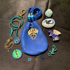 Dragon Spirit pouch, Blue Dragon medicine bag, Dragon totem stone, Dragon spirit animal, Blue Dragon figurine, Air Dragon, Water Dragon