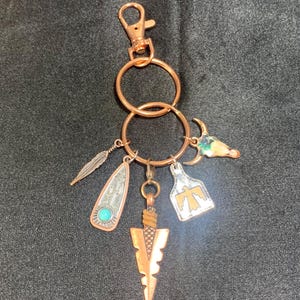 Thunderbird keyring, Southwestern key ring, Tribal keychain, Native inspired, Thunderbird key chain, Southwest keyring, Arrowhead charm