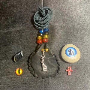 Small Bastet Spirit pouch, Bastet medicine bag, Bastet totem stone, Bastet spirit animal, Ancient Egyptian Goddess Bastet, Bast Cat head God
