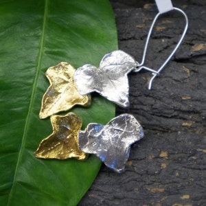 Statement Earrings Silver Ivy Leaf Earrings for Women, Minimalist Handmade Nature Jewelry. Organic JewelryBy Mother Nature image 1