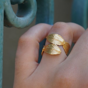 GOLD jewelry Solid Gold Ring For Women, 14K Gold Ring from Real Rose Leaf Flower symbol of Love and Beauty gift for her image 1