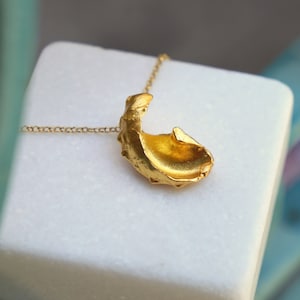 Solid Gold Real Sea Shell Pendant with Gold chain. Handmade Mother Nature Jewelry in 14K Gold - 9K - 18K.(Rose,White or Yellow gold)