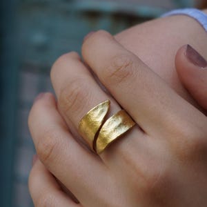 Real Olive Leaf Gold Ring, Handmade Nature Jewelry, Organic Tree Band, Gift for Victory & Health, Eco Sustainable Sterling Silver 925