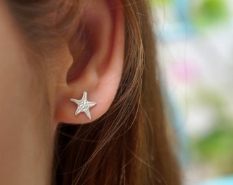 Real Starfish Earrings Sterling Silver.