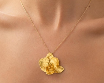 Real Orchid Flower Necklace, Handmade Nature Inspired Jewelry, Organic Forest Pendant, Gift for Youth & Health, Sterling Silver 925