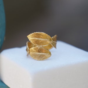 GOLD jewelry Solid Gold Ring For Women, 14K Gold Ring from Real Rose Leaf Flower symbol of Love and Beauty gift for her image 2