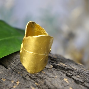 Minimalist Handmade Nature Jewelry. ring Ivy Leaf Statement Ring 14K Gold plated .