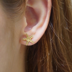 Real Starfish Earrings gold plated on Sterling Silver.